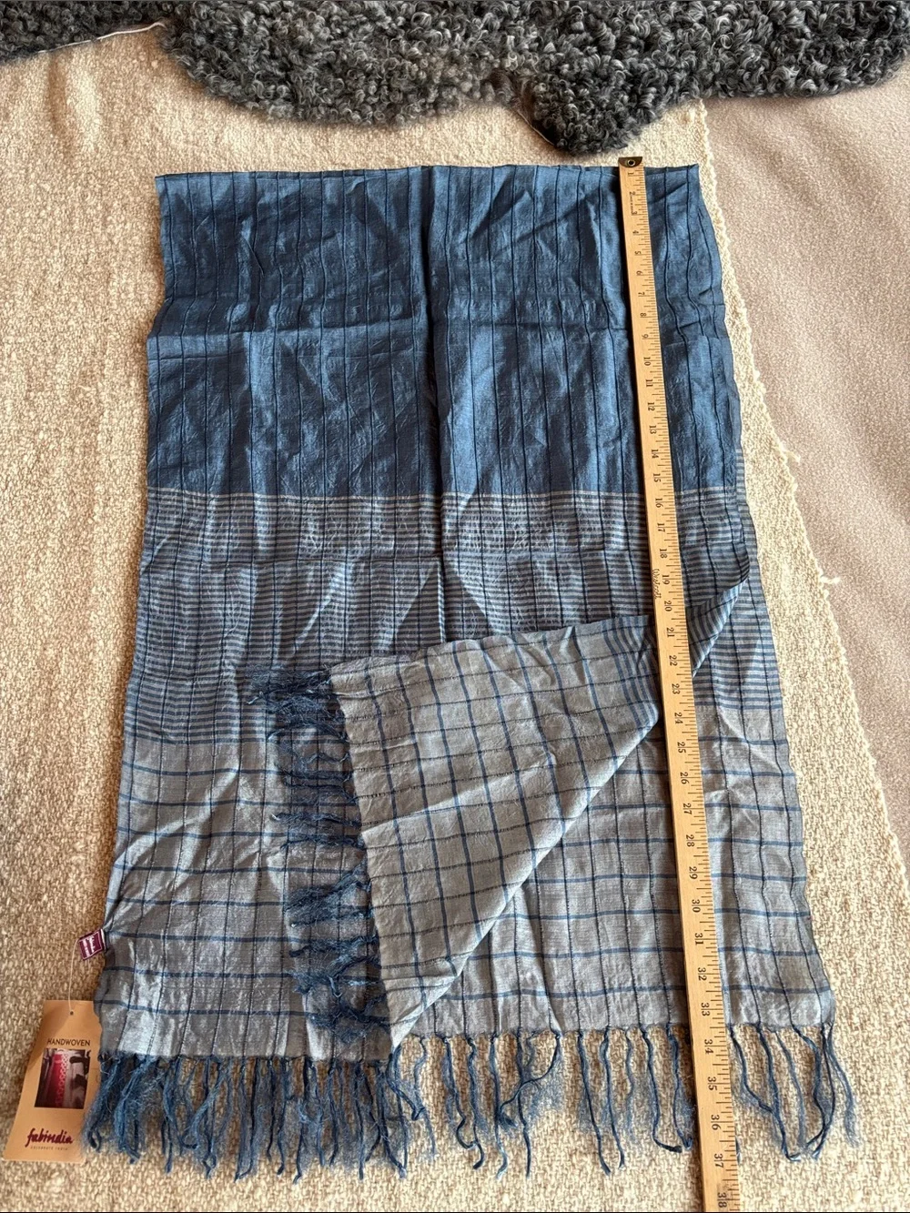 NWT Handwoven Indian Silk and Cotton Scarf